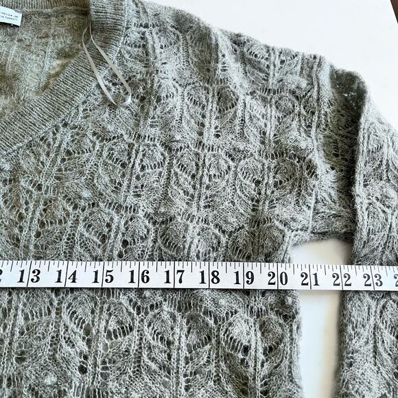 ZARA POINTELLE OPEN KNIT SWEATER Oversized Green Marl XS/S. NWT - Picture 9 of 11